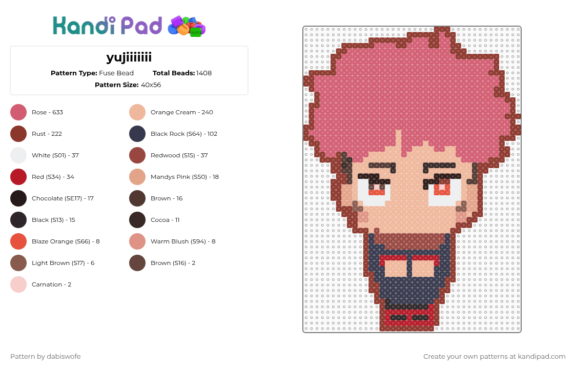 yujiiiiiii - Fuse Bead Pattern by dabiswofe on Kandi Pad - red,beige