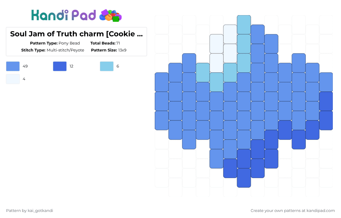 Soul Jam of Truth charm [Cookie Run: Kingdom] - Pony Bead Pattern by kai_gotkandi on Kandi Pad - light blue,pvc,pure vanilla,truth,cookie run,crk,cookie run kingdom