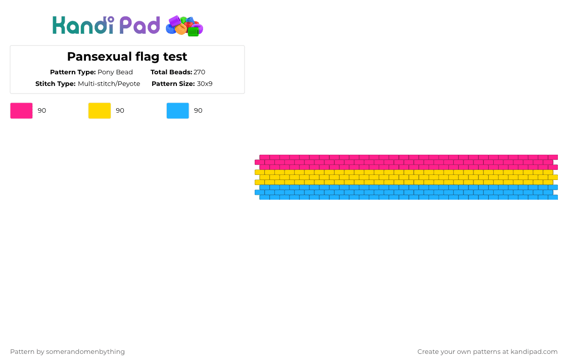 Pansexual flag test - Pony Bead Pattern by somerandomenbything on Kandi Pad - pink,yellow,light blue