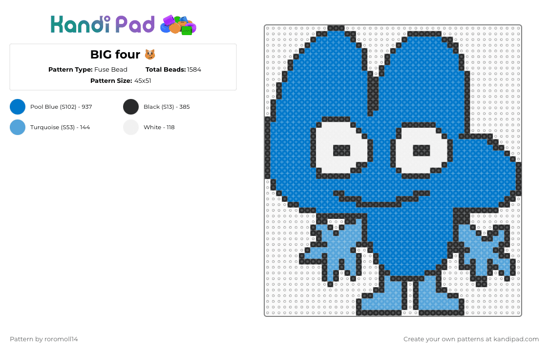 BIG four 😼 - Fuse Bead Pattern by roromoll14 on Kandi Pad - blue