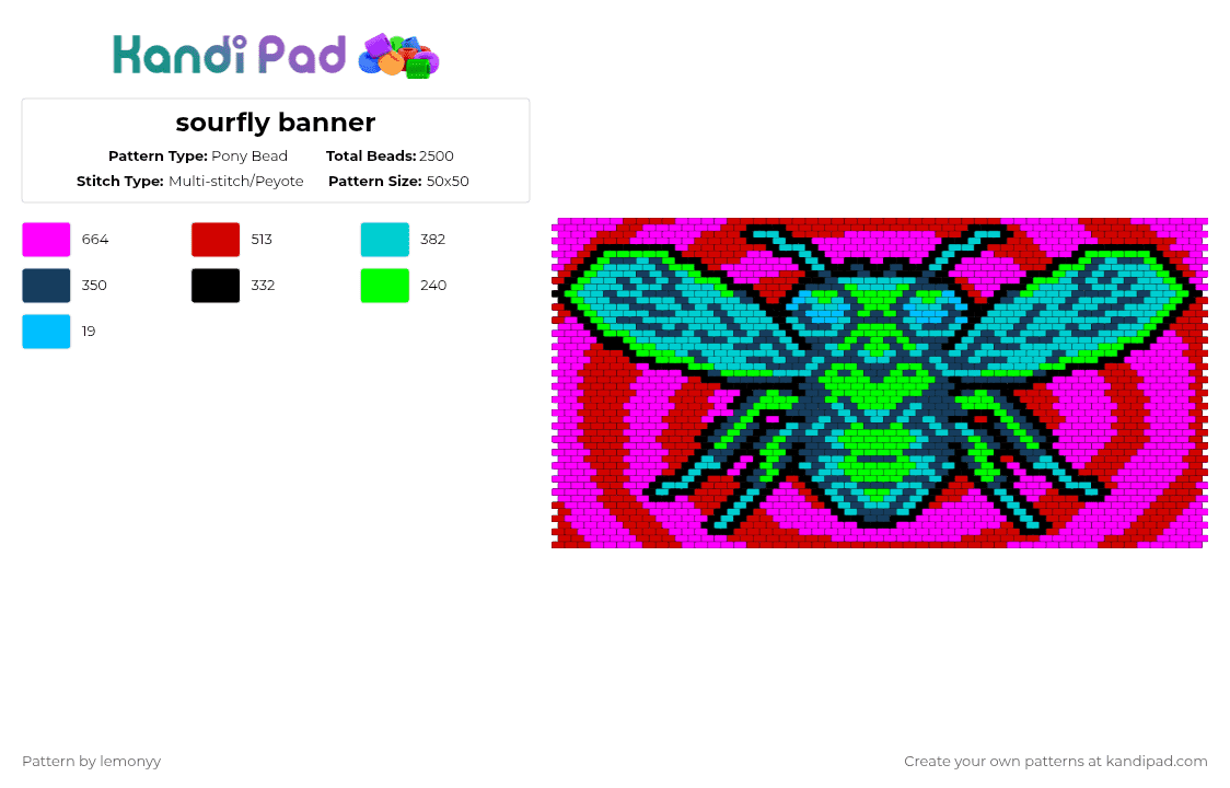 sourfly banner - Pony Bead Pattern by lemonyy on Kandi Pad - sourfly,band,music,banner,tapestry,sour fly