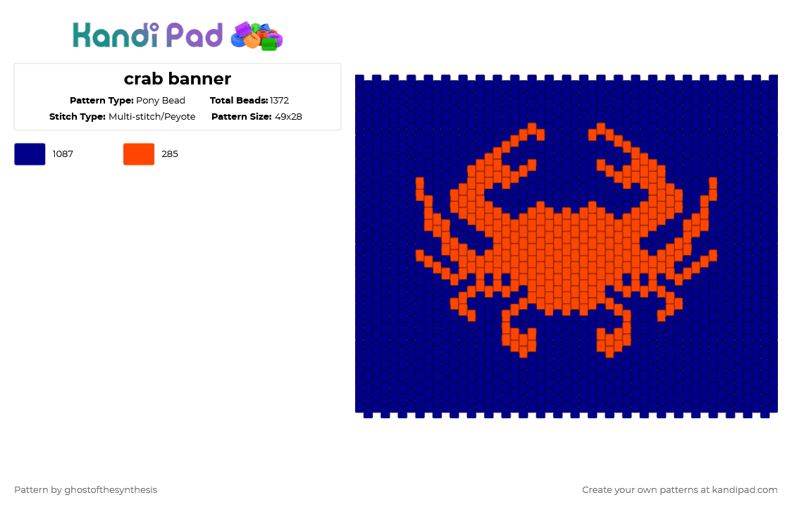 crab banner - Pony Bead Pattern by ghostofthesynthesis on Kandi Pad - banner, crab, purple