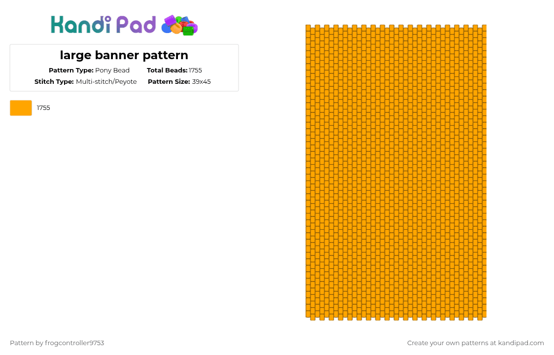large banner pattern (39x45) - Pony Bead Pattern by frogcontroller on Kandi Pad - orange,banner,yellow,flag,39x45,large