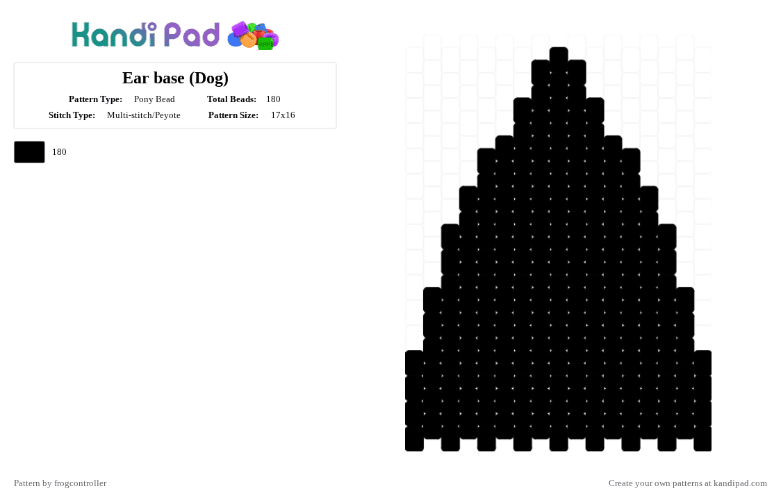 Ear base (Dog) - Pony Bead Pattern by frogcontroller on Kandi Pad - base, black, dog, ear