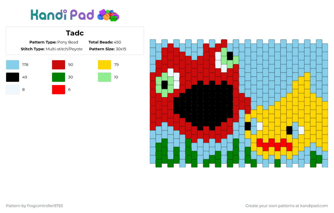 Tadc - Pony Bead Pattern by frogcontroller on Kandi Pad - red,light blue,yellow,fish,tadc,remix,blue,ocean