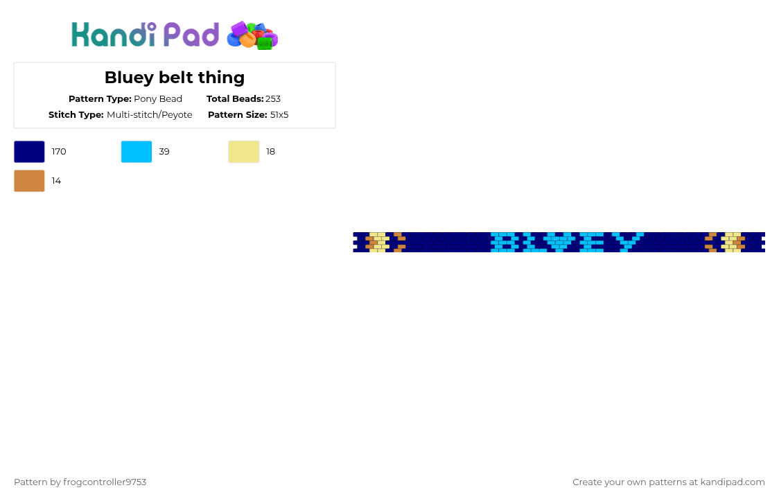 Bluey belt thing - Pony Bead Pattern by frogcontroller on Kandi Pad - purple