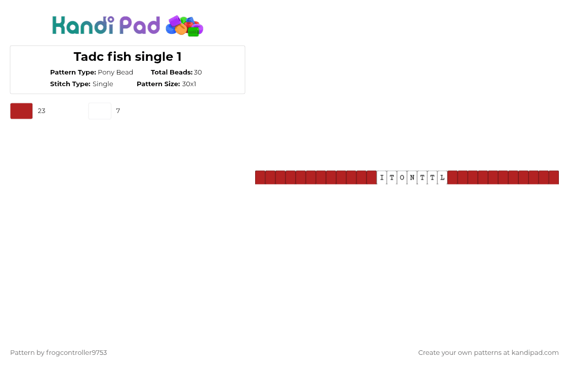 Tadc fish single 1 - Pony Bead Pattern by frogcontroller on Kandi Pad - red,tadc,fish,funny