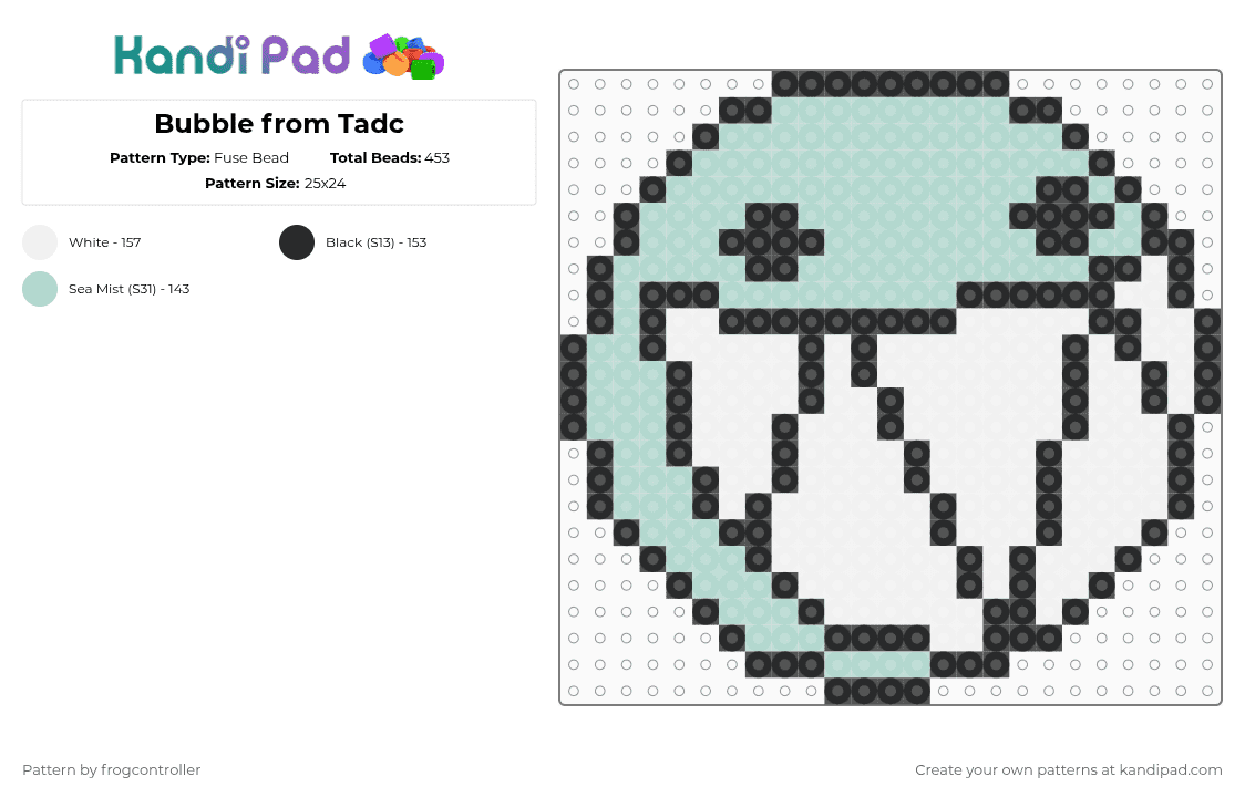 Bubble from Tadc - Fuse Bead Pattern by frogcontroller on Kandi Pad - light blue,white,tadc,the amazing digital circus,bubble,cute,cartoon
