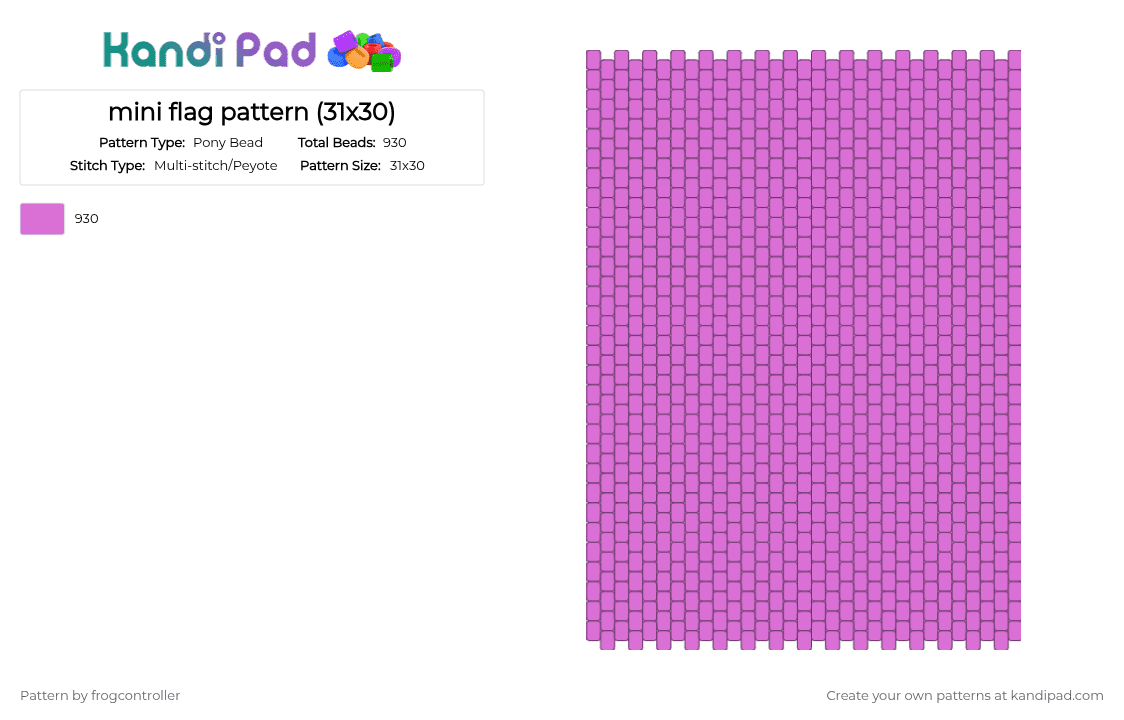 mini flag pattern (31x30) - Pony Bead Pattern by frogcontroller on Kandi Pad - pink,base,small