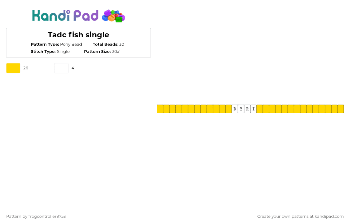 Tadc fish single 2 - Pony Bead Pattern by frogcontroller on Kandi Pad - yellow,fish,tadc,funny