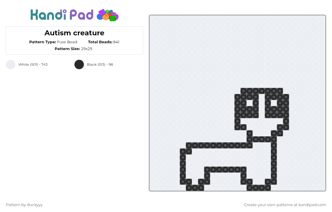Autism creature - Fuse Bead Pattern by duckyyy on Kandi Pad - white