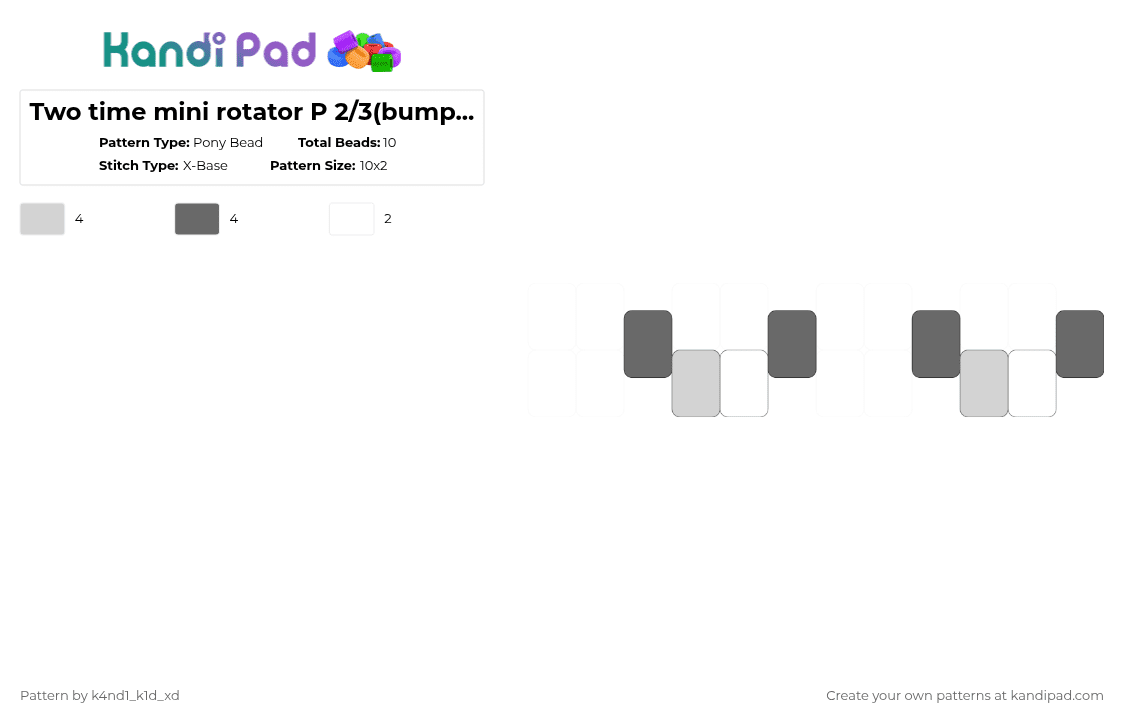 Two time mini rotator P 2/3(bumpers) - Pony Bead Pattern by k4nd1_k1d_xd on Kandi Pad - white,gray