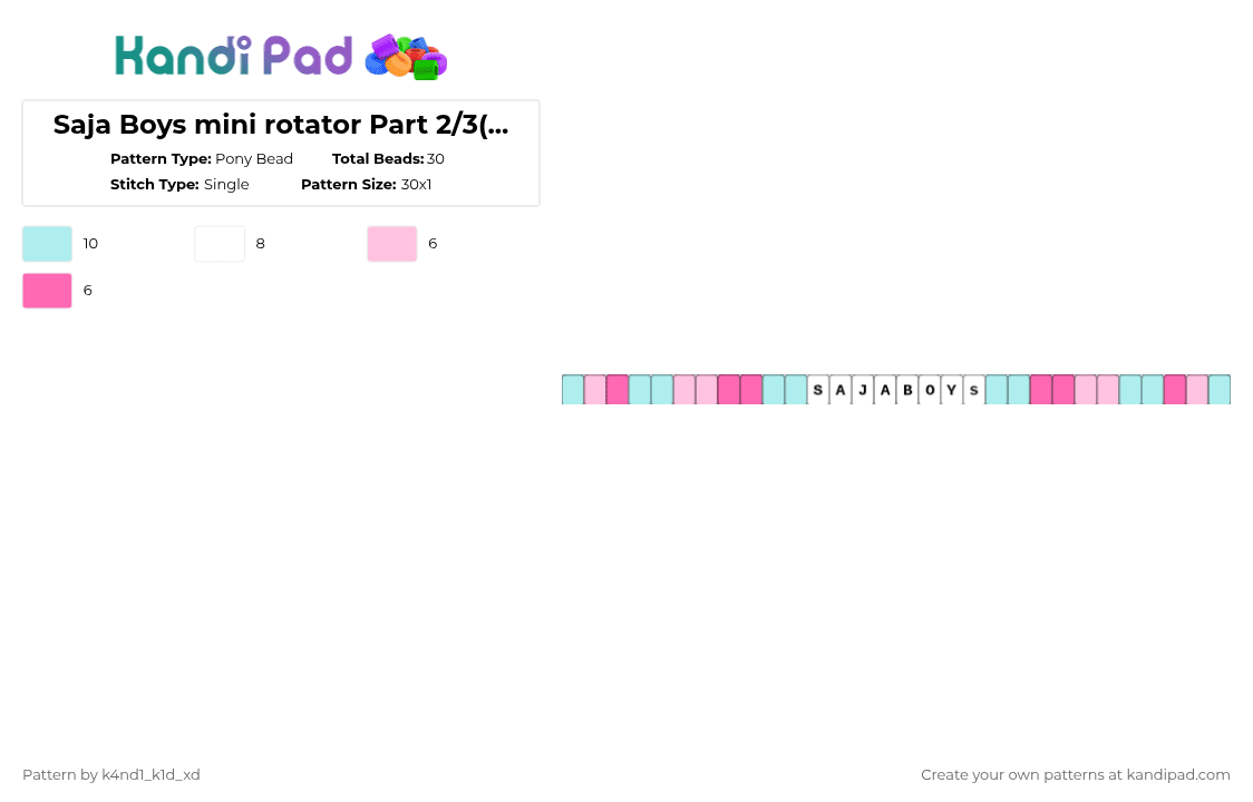 Saja Boys mini rotator Part 2/3(Single) - Pony Bead Pattern by k4nd1_k1d_xd on Kandi Pad - light blue,pink