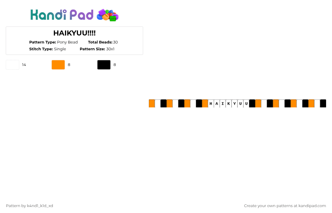 HAIKYUU!!!! - Pony Bead Pattern by k4nd1_k1d_xd on Kandi Pad - orange,white