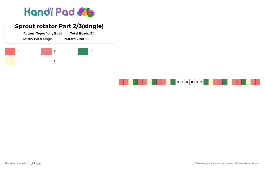Sprout rotator Part 2/3(single) - Pony Bead Pattern by k4nd1_k1d_xd on Kandi Pad - red
