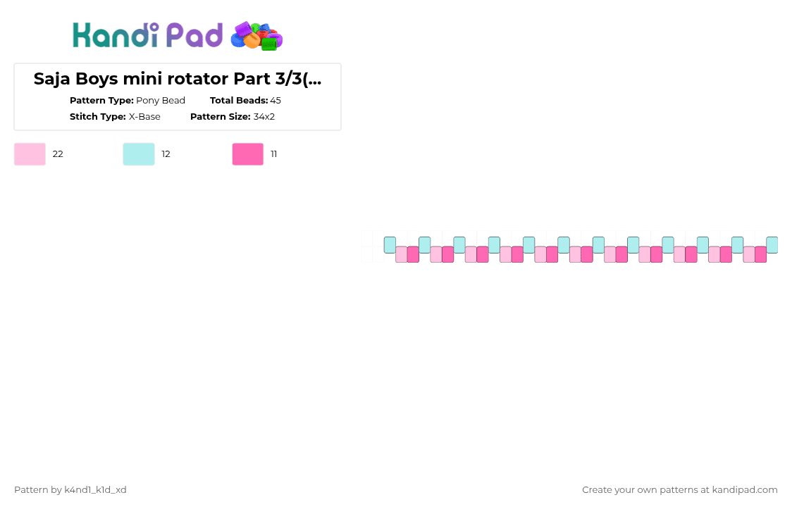 Saja Boys mini rotator Part 3/3(Bumpers) - Pony Bead Pattern by k4nd1_k1d_xd on Kandi Pad - light blue,pink