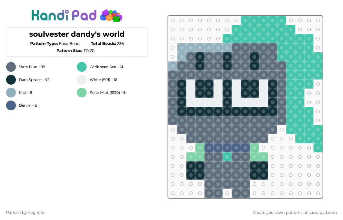 soulvester dandy\'s world - Fuse Bead Pattern by negitoro on Kandi Pad - gray,teal
