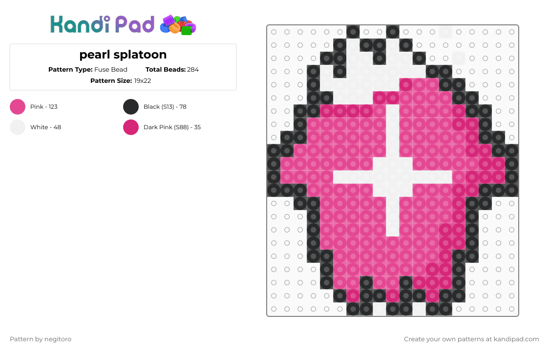 pearl splatoon - Fuse Bead Pattern by negitoro on Kandi Pad - pink
