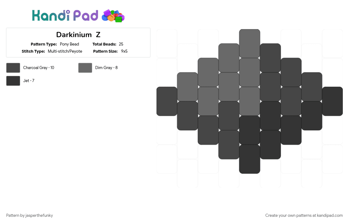 Darkinium  Z - Pony Bead Pattern by jasperthefunky on Kandi Pad - brown, gray, pokemon, pokemon sun and moon
