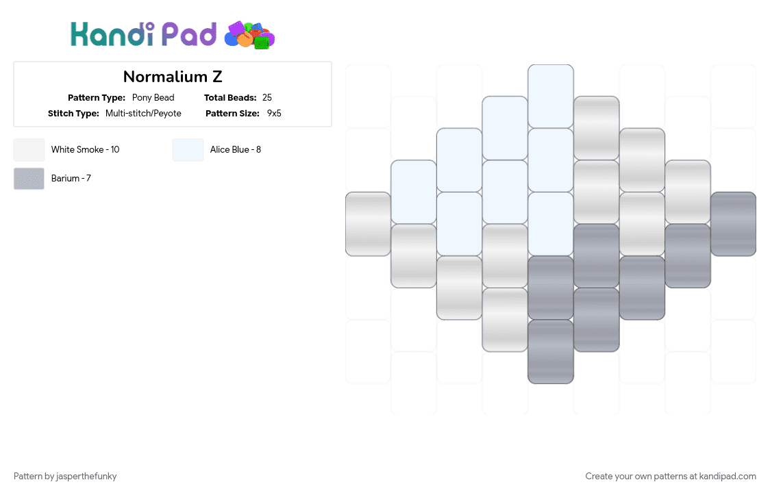 Normalium Z - Pony Bead Pattern by jasperthefunky on Kandi Pad - white