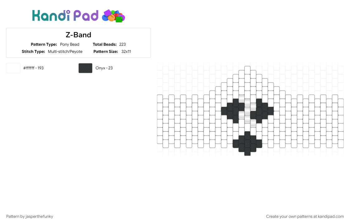 Z-Band - Pony Bead Pattern by jasperthefunky on Kandi Pad - pokemon, sun and moon, white