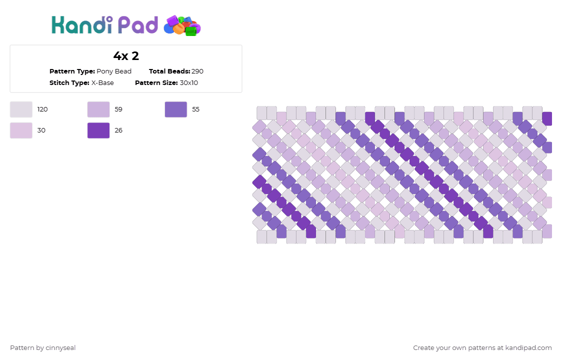 4x 2 Pony Bead Pattern - Kandi Pad | Kandi Patterns, Fuse Bead Patterns ...