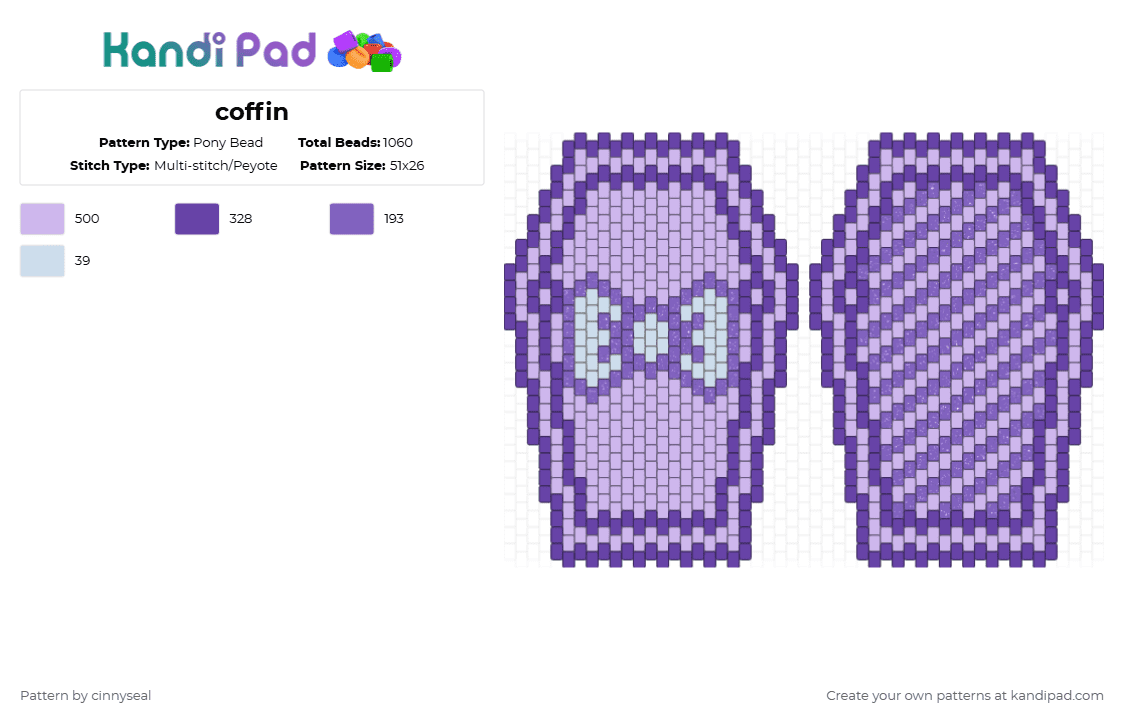 coffin - Pony Bead Pattern by cinnyseal on Kandi Pad - purple,pink