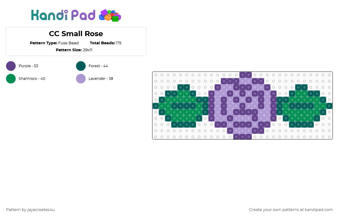 CC Small Rose - Fuse Bead Pattern by jayacreates4u on Kandi Pad - gray,purple