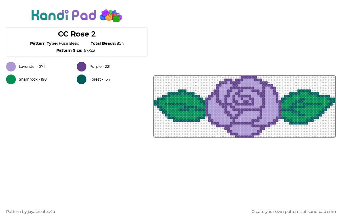 CC Rose 2 - Fuse Bead Pattern by jayacreates4u on Kandi Pad - purple,pink