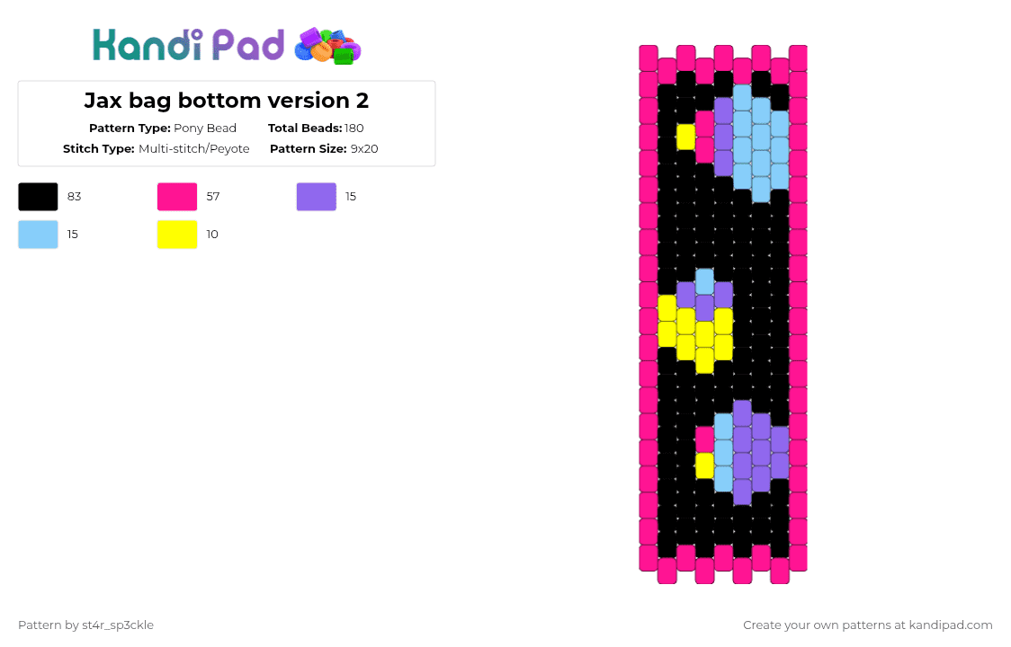Jax bag bottom version 2 - Pony Bead Pattern by st4r_sp3ckle on Kandi Pad - pink