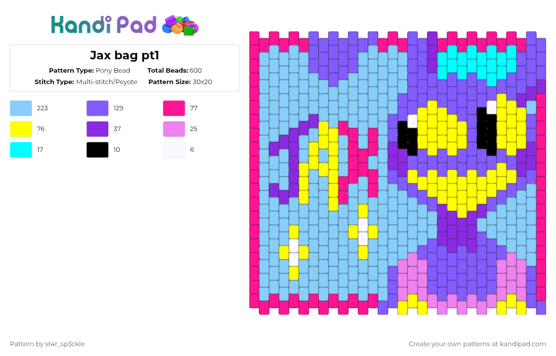 Jax bag pt1 - Pony Bead Pattern by st4r_sp3ckle on Kandi Pad - blue,light blue