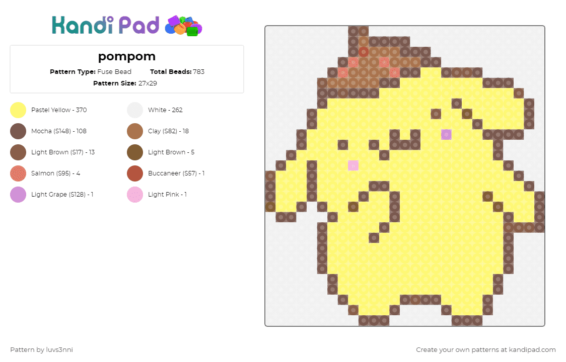 pompom - Fuse Bead Pattern by luvs3nni on Kandi Pad - tan,yellow