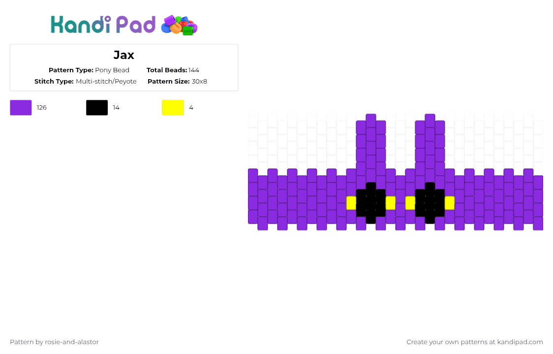 Jax - Pony Bead Pattern by rosie-and-alastor on Kandi Pad - purple