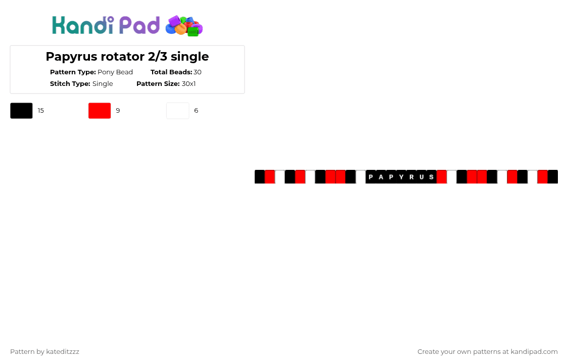 Papyrus rotator 2/3 single - Pony Bead Pattern by kateditzzz on Kandi Pad - red,white,undertale,fun,huge,game,videogame