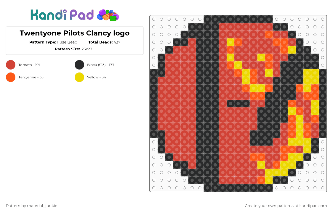 Twentyone Pilots Clancy logo - Fuse Bead Pattern by material_junkie on Kandi Pad - red