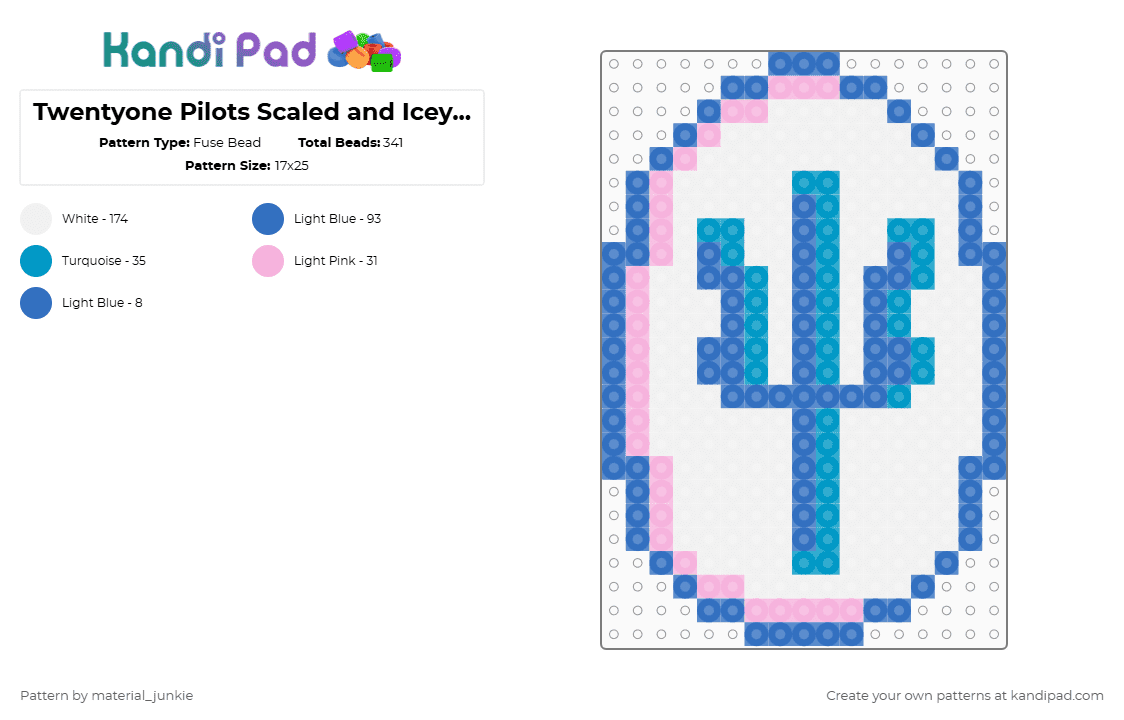 Twentyone Pilots Scaled and Icey Logo - Fuse Bead Pattern by material_junkie on Kandi Pad - white,blue