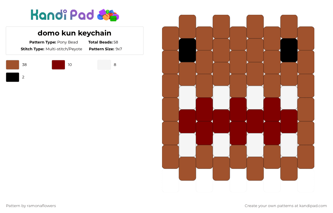 domo kun keychain - Pony Bead Pattern by ramonaflowers on Kandi Pad - red,domo,domokun