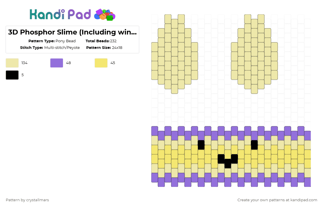 3D Phosphor Slime (Including wings!!) - Slime Rancher - Pony Bead Pattern by crystallmars on Kandi Pad - yellow