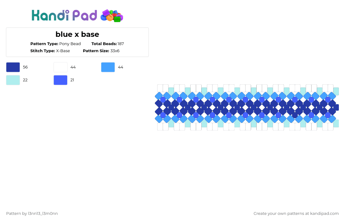 blue x base - Pony Bead Pattern by l3nn13_l3m0nn on Kandi Pad - light blue,purple