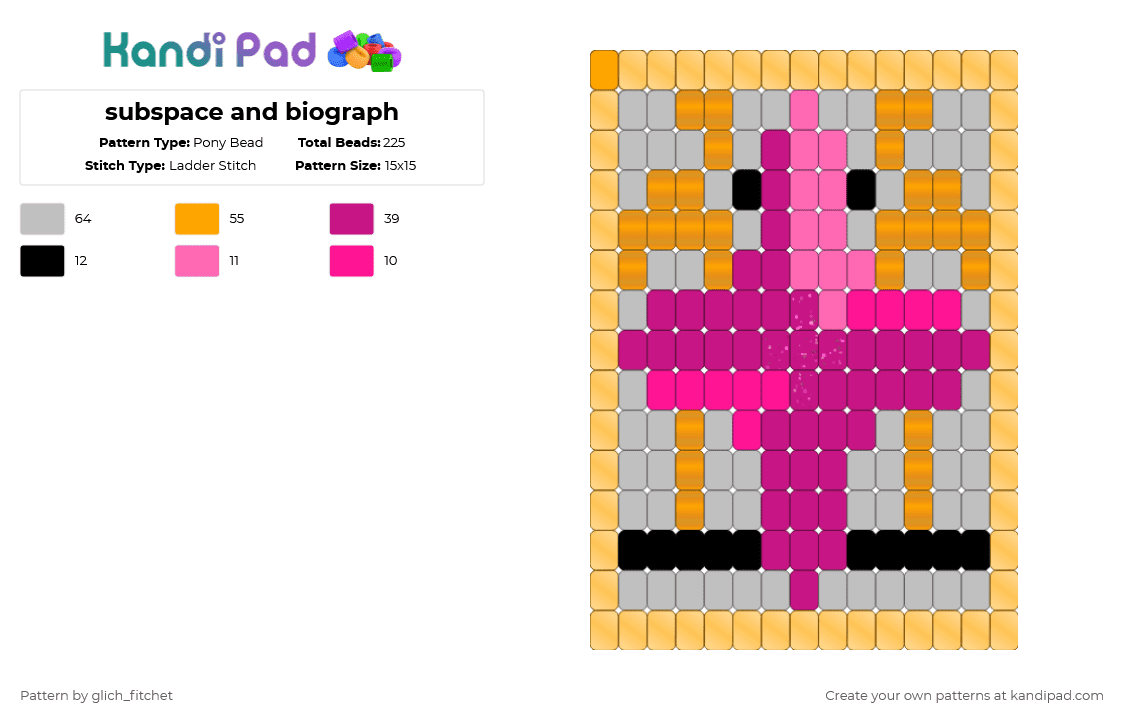 subspace and biograph - Pony Bead Pattern by glich_fitchet on Kandi Pad - orange