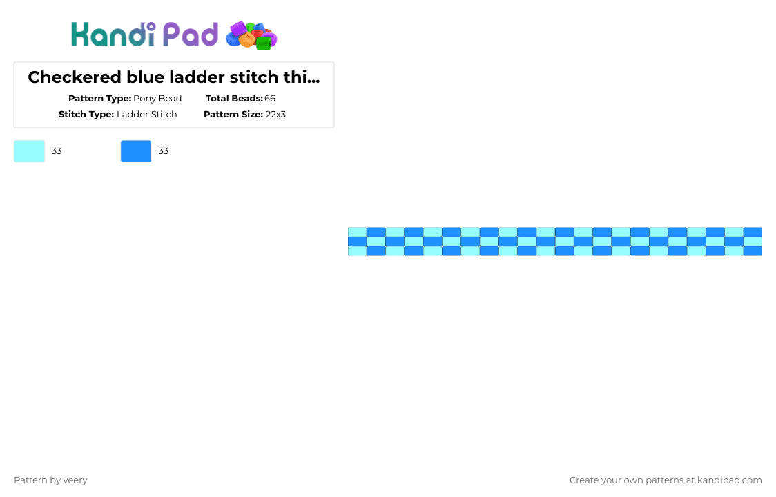 Checkered blue ladder stitch thing!! - Pony Bead Pattern by veery on Kandi Pad - light blue