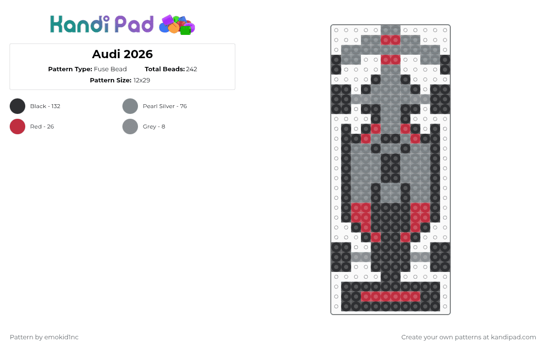 Audi 2026 Fuse Bead Pattern - Kandi Pad | Kandi Patterns, Fuse Bead ...
