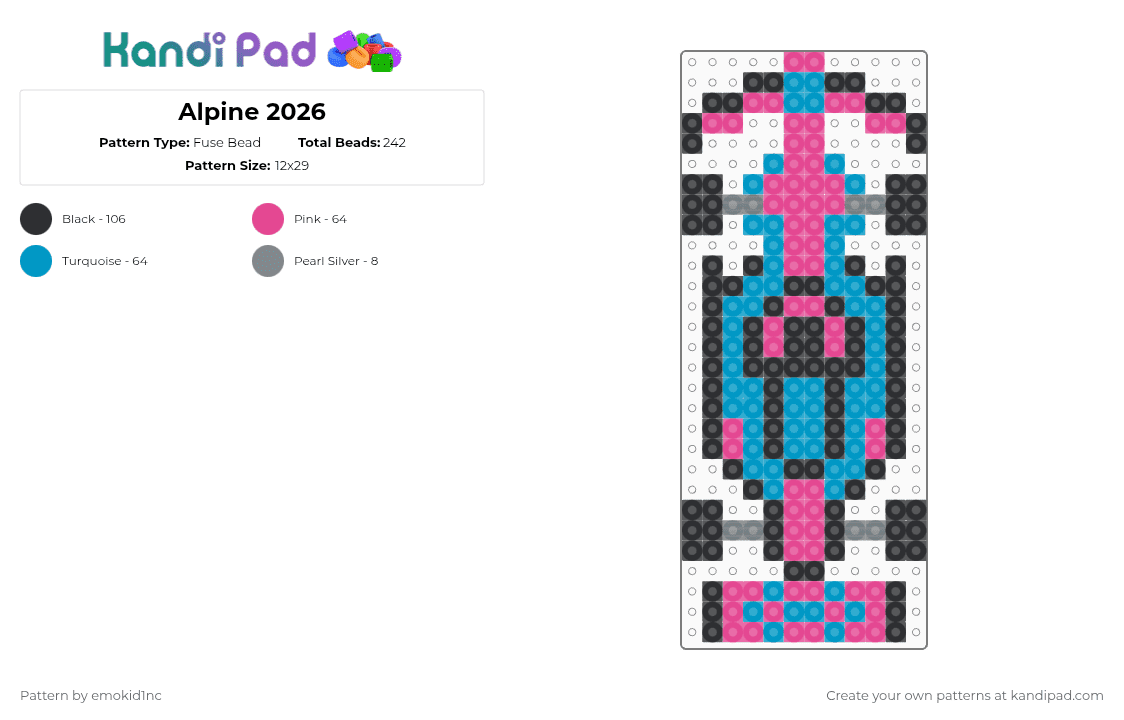 Alpine 2026 - Fuse Bead Pattern by emokid1nc on Kandi Pad - pink,light blue,f1,formula 1