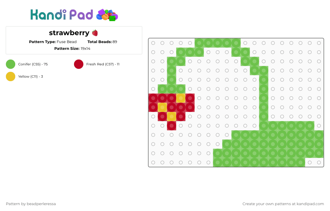 strawberry 🍓 - Fuse Bead Pattern by beadperleressa on Kandi Pad - green