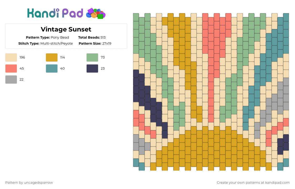 Vintage Sunset - Pony Bead Pattern by uncagedsparrow on Kandi Pad - orange,beige