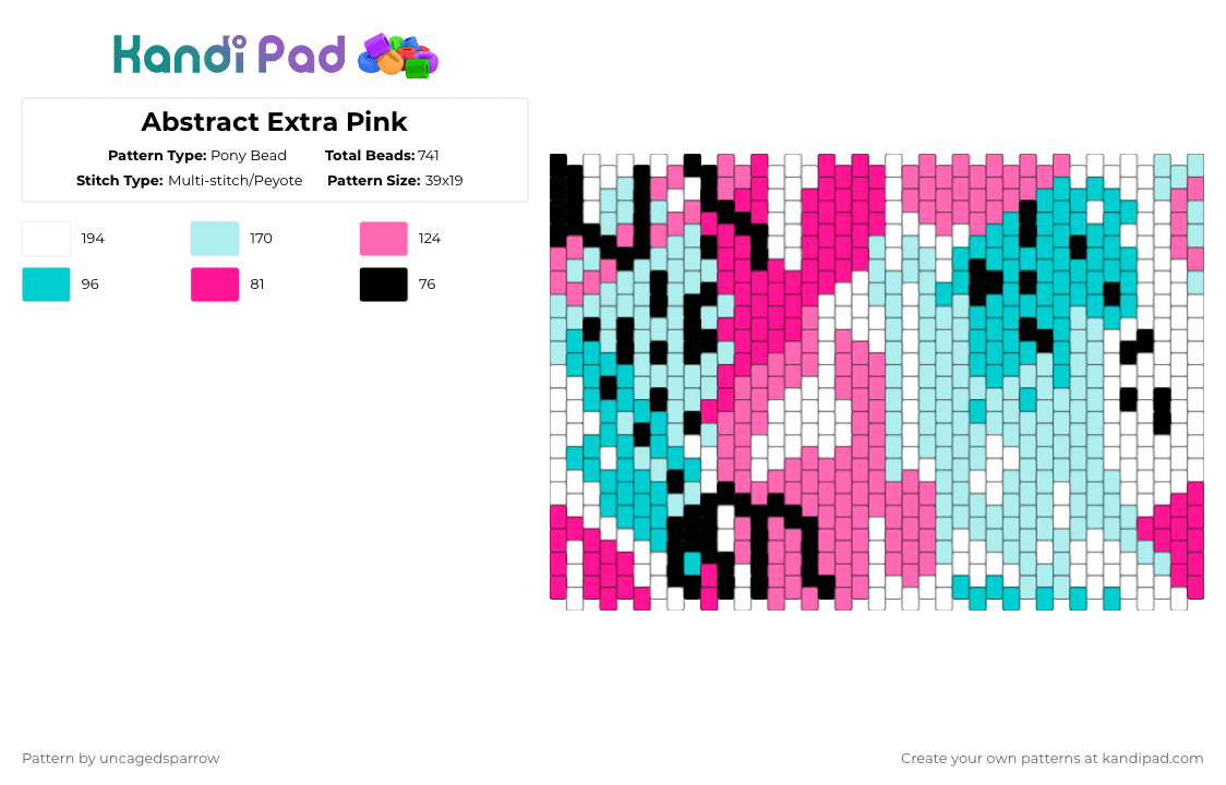 Abstract Extra Pink - Pony Bead Pattern by uncagedsparrow on Kandi Pad - pink,light blue