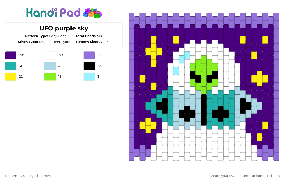 UFO purple sky - Pony Bead Pattern by uncagedsparrow on Kandi Pad - purple