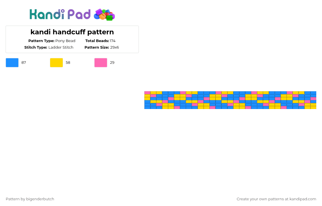 Kandy Pattern Kandi handcuff pattern Pony Bead Pattern - Kandi Pad | Kandi Patterns ...