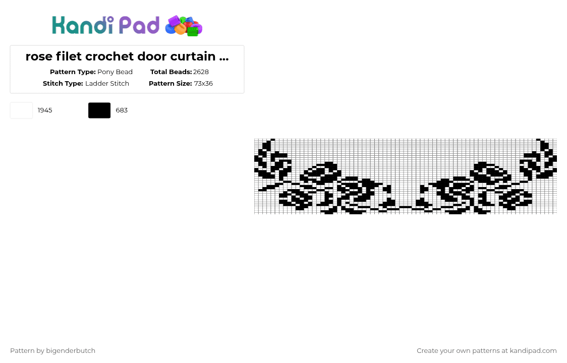 rose filet crochet door curtain banner - Pony Bead Pattern by bigenderbutch on Kandi Pad - white,rose