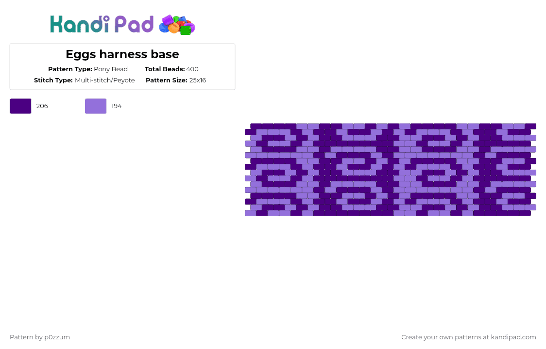 Eggs harness base - Pony Bead Pattern by p0zzum on Kandi Pad - purple,essa,harness,espeon,peyote,plushie,psychic,swirls